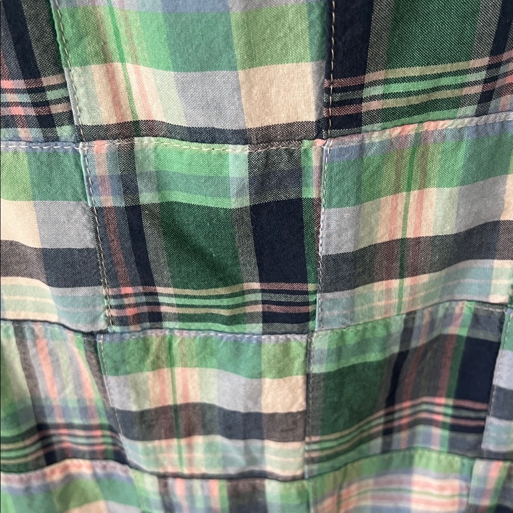 Talbots Patchwork Button Back Tank Top Blue Madra… - image 7